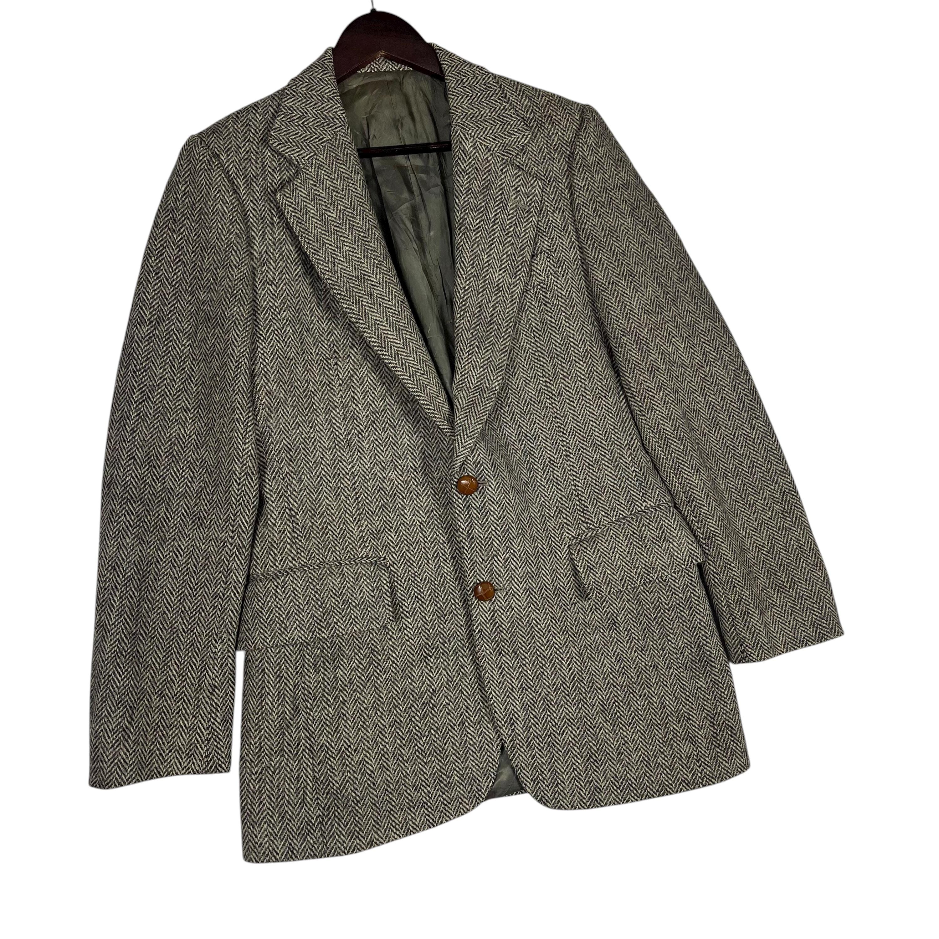 Vintage 70s 80s Harris Tweed Jacket Barneys New York Grey