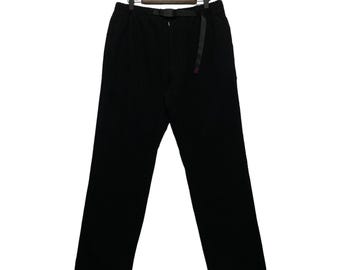 Gramicci Wool Blend Climbing Pants Black Mens Size Large | Vintage Outdoor Gorpcore Trousers | Integrated Belt Relaxed Fit | Waist 32-34