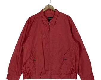 Vintage Brooks Brothers Jacket Salmon Pink Red Made In China Plaid Lined Full Zip Bomber Size Medium