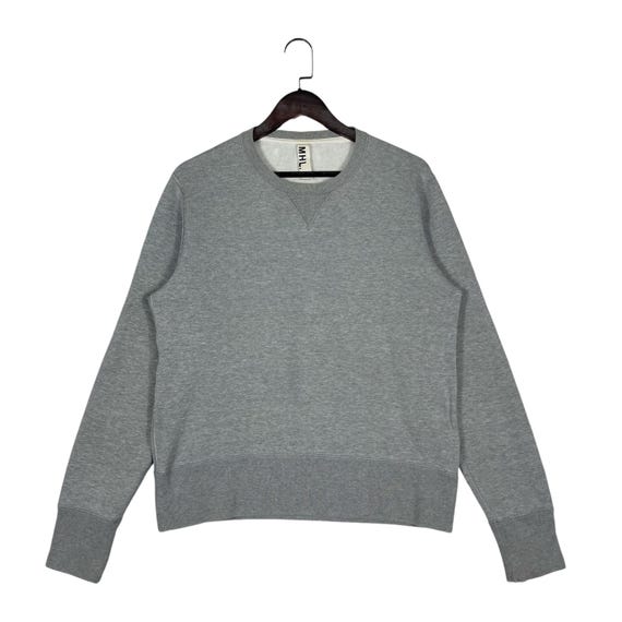 Margaret Howell, Vintage MHL Margaret Howell x Loopwheeler Grey Sweatshirt Size Large, Rare Made in Japan Collaboration Crewneck Pullover Fits Medium