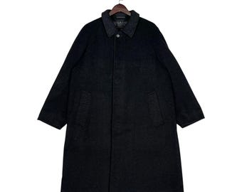 Vintage L.E. Limited Edition 100% Cashmere Overcoat in Charcoal Black | Men’s Size Medium | Premium Japanese Tailored Long Woolen Trench