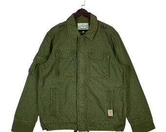 Vintage Levi Strauss & Co Militär Feldjacke Olivgrün Gebrauchsmantel Herren M-65 Stil Armeejacke Baumwolle Arbeitskleidung Chore Größe L