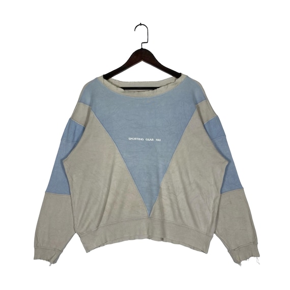 Issey Miyake, Vintage Hai Sporting Gear Issey Miyake Sweatshirt Medium, Archival 80s Miyake Design Studio Colorblock Jumper, Distressed Crewneck