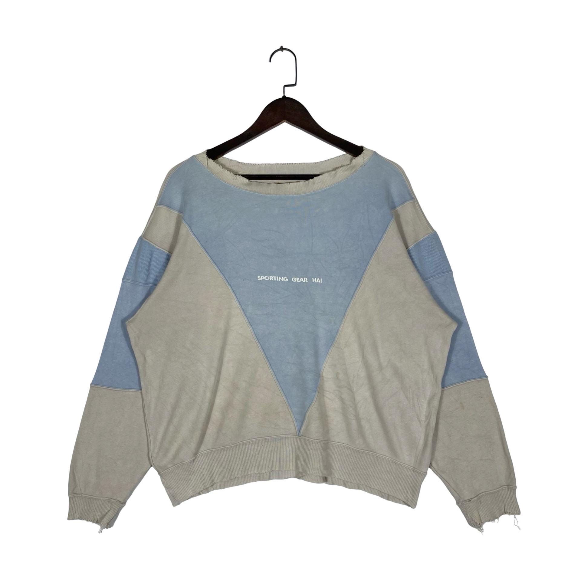Issey Miyake, Vintage Hai Sporting Gear Issey Miyake Sweatshirt Medium, Archival 80s Miyake Design Studio Colorblock Jumper, Distressed Crewneck