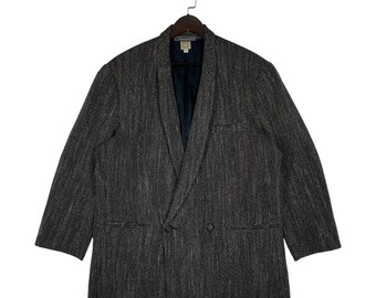 Archival Issey Miyake Herren Seide Wolle Blazer | Vintage 1980er Jahre Mr. Guy Muggler Jacke | Grau Strukturiert | Kastige japanische Schneiderei | Grösse S/L