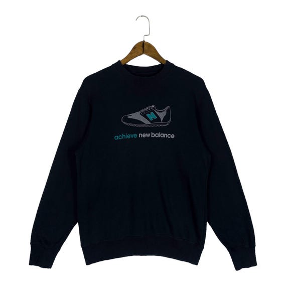 New Balance, Vintage New Balance Achieve Sneaker Graphic Sweatshirt Black Crewneck Japanese Market Pullover Size M