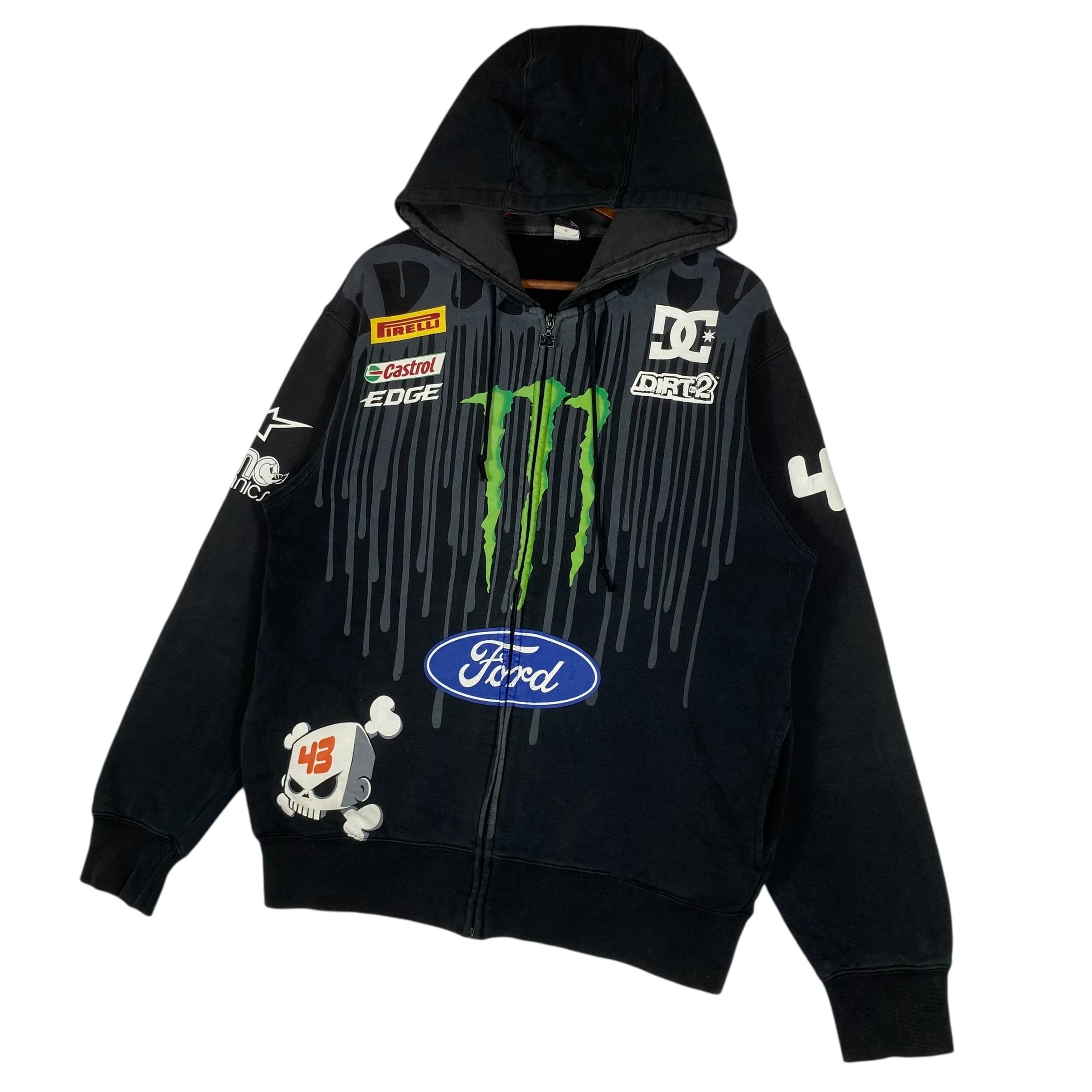 Vintage Ken Block DC Shoes Hoodie Zip up Ford Racing Drip Graphics