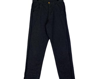 Vintage 2002 Comme des Garçons Homme Plus Pantalones de lana con costura cruda Gris carbón M