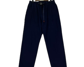 Gramicci Wool Blend Climbing Pants Navy Blue Men’s Large | Vintage Style Outdoor Gurkha Trousers | Integrated Belt | Size 33-36
