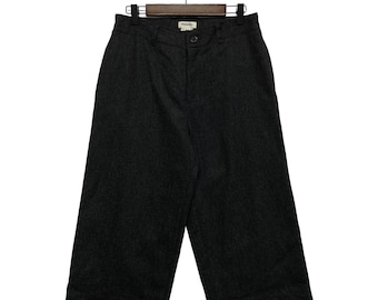 Plantation Issey Miyake Wool Blend Wide Leg Cropped Pants | Dark Gray Anthracite Culottes | Made in Japan | Size M