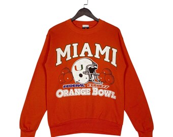 Vintage 90s University of Miami Hurricanes Orange Bowl Crewneck Sweatshirt | Federal Express Orange Bowl | Made in USA | Size Medium