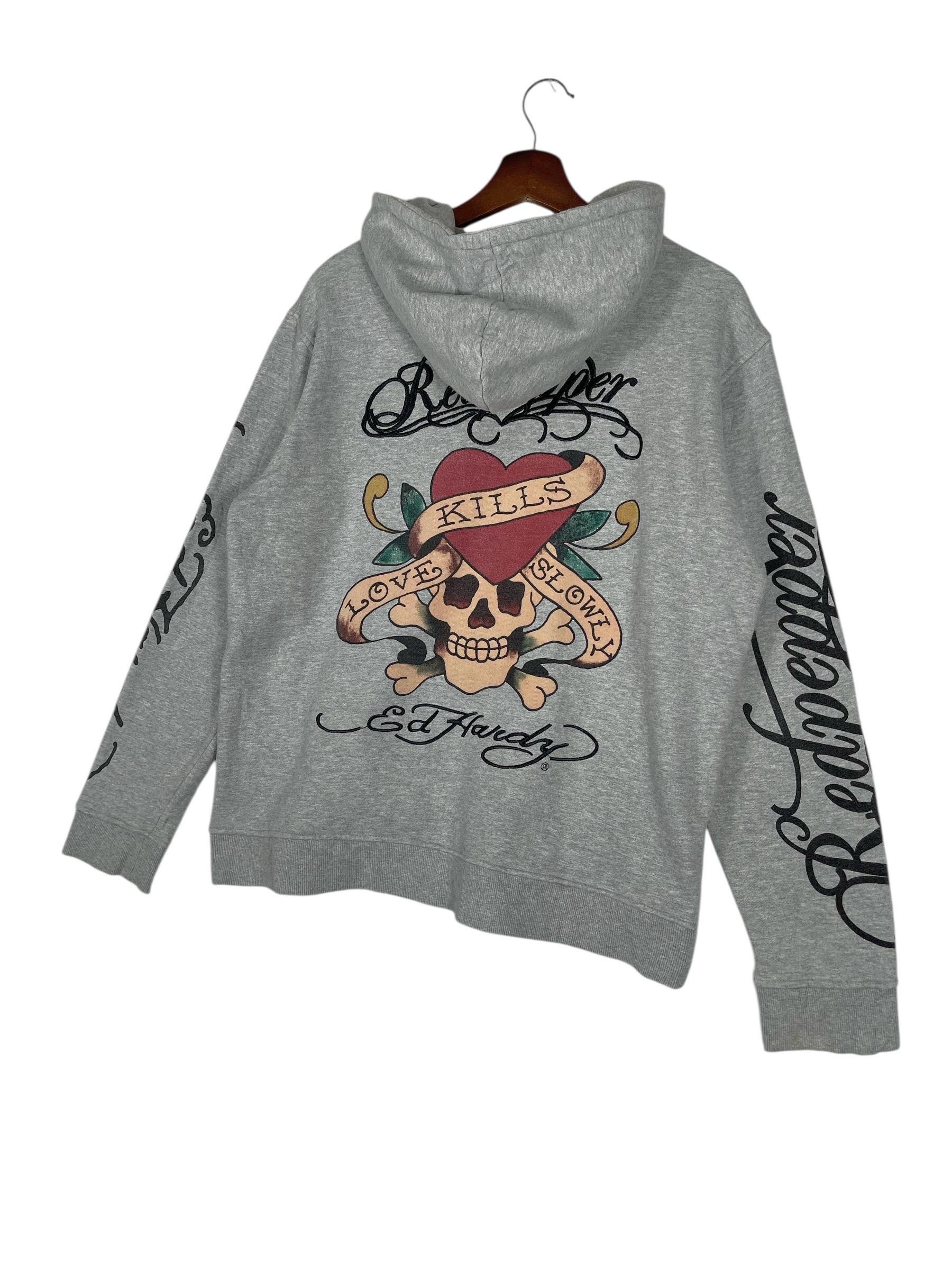 Vintage Ed Hardy X Red Pepper Hoodie | Y2K Love Kills Slowly Zip