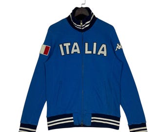 Vintage Kappa Italia Track Jacket | Blue Italy National Team Zip Up Sweatshirt | Retro Soccer Sportswear | Size L
