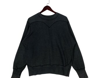 Bluza Vintage The Real McCoy's Japan Blow-Out Faded Black After-Hood Style z okrągłym dekoltem i grubym bawełnianym aramidem Rozmiar 40
