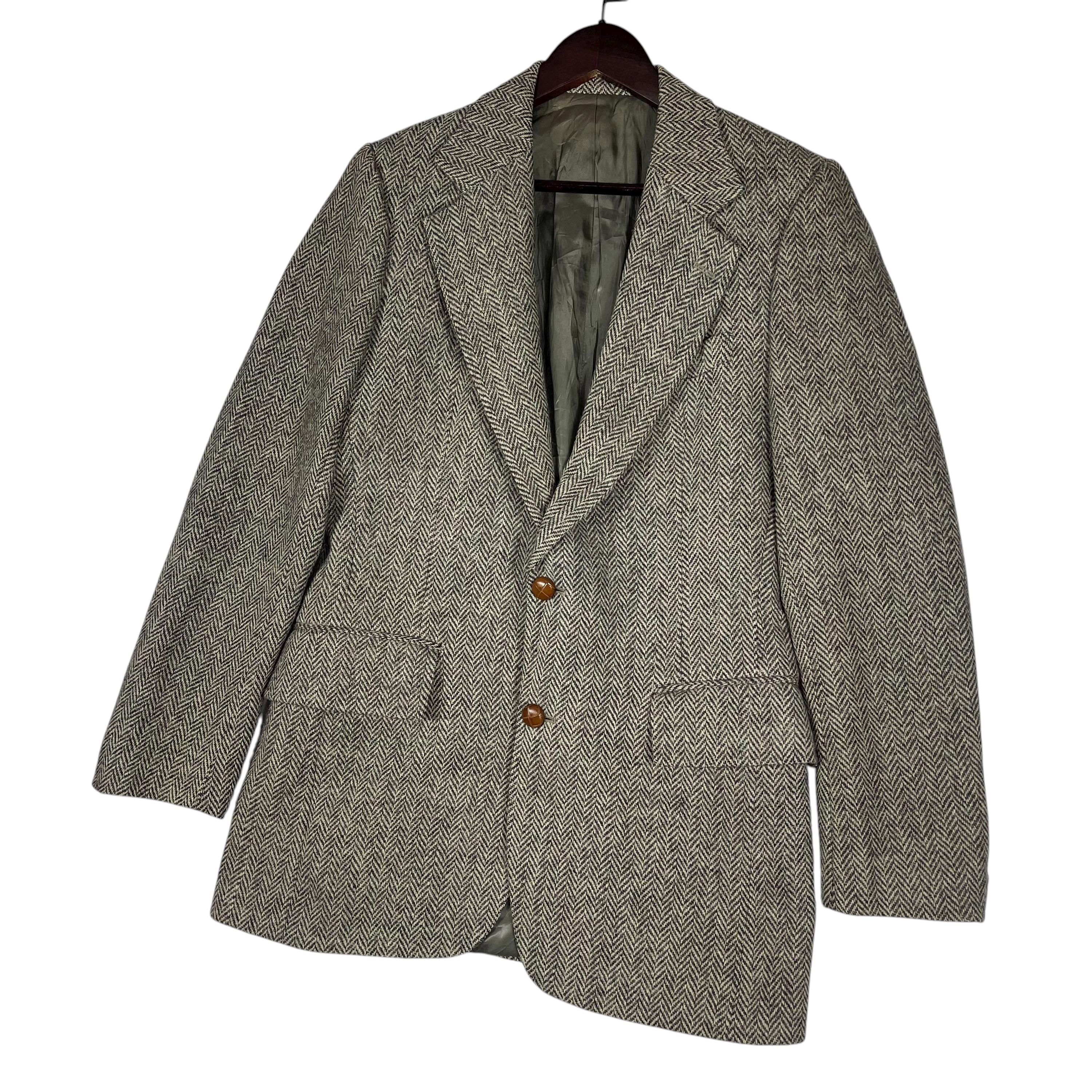 Vintage 70s 80s Harris Tweed Jacket Barneys New York Grey