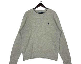 Sudadera vintage Polo by Ralph Lauren color beige con cuello redondo - Talla M - Sudadera con logo clásico
