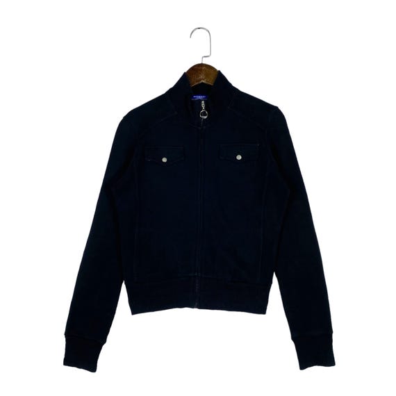 Burberry London, Vintage Burberry London Blue Label Zip Up Jacket Women Size 38 Nova Check Lining Black