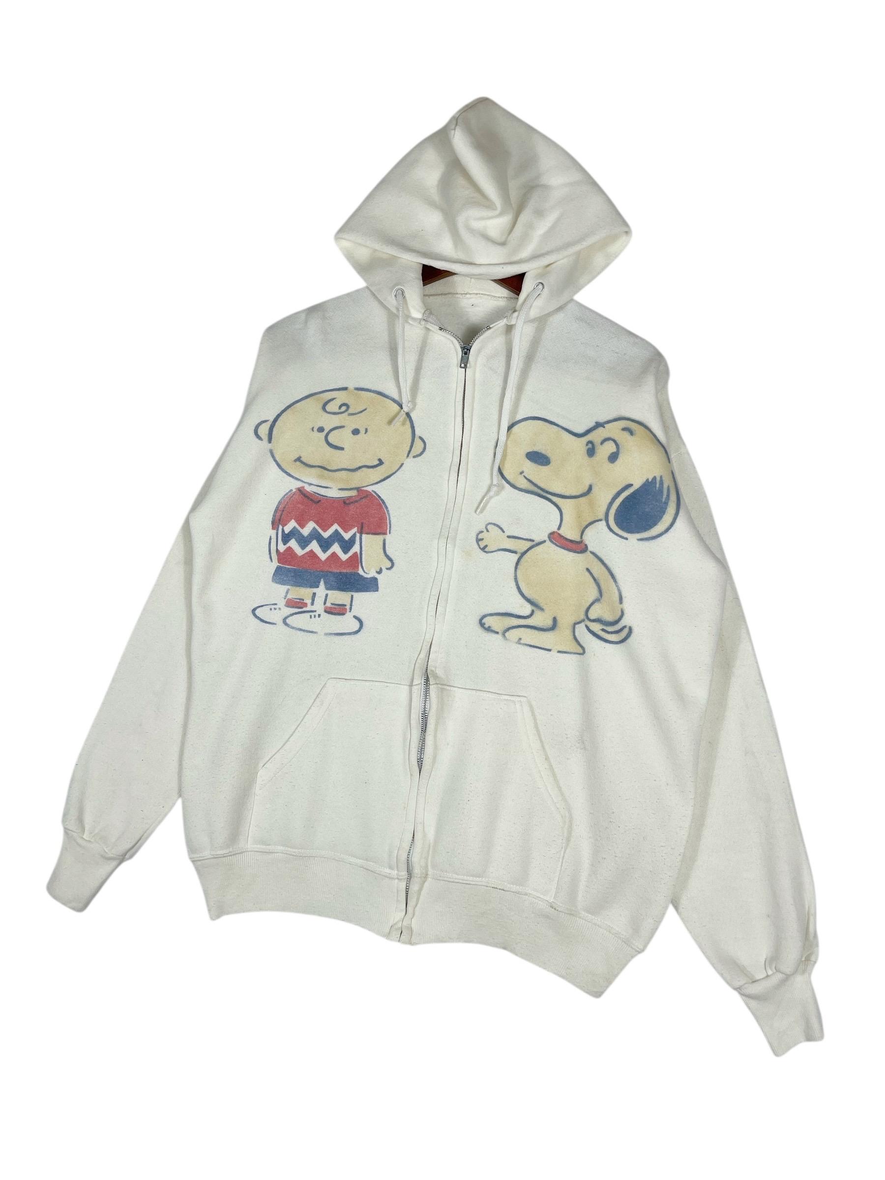 Vintage 60s 70s Peanuts Charlie Brown & Snoopy Hoodie Zip up XL