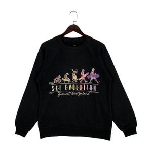 Sudadera vintage Zermatt Switzerland Ski Evolution de 1987 / Rara Switcher Neon Graphic Roundneck / Hecha en Portugal / Talla pequeña/mediana