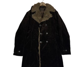 Vintage Tornado Mart Faux Fur Trim Velvet Pea Coat Jacket Gyaru Japanese Brand Size L Archival