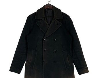 Vintage Helmut Lang Archive Pea Coat Jacket | Double Breasted Cotton Canvas | Made in Vietnam | Size M