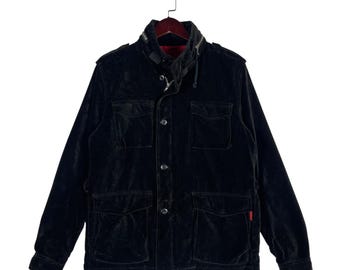 Archival 291295=HOMME Velvet Utility Jacket Black Field Coat M65 Style Multi Pockets Japanese Brand Designer Wear Size 2