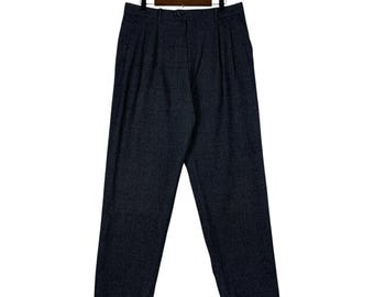 Spodnie wizytowe Christian Dior Monsieur z wełny w kolorze szarym, w kratę Glen Check z lat 90., wyprodukowane w Japonii, z podwójnym zapięciem i wysokim stanem, rozmiar 32x30