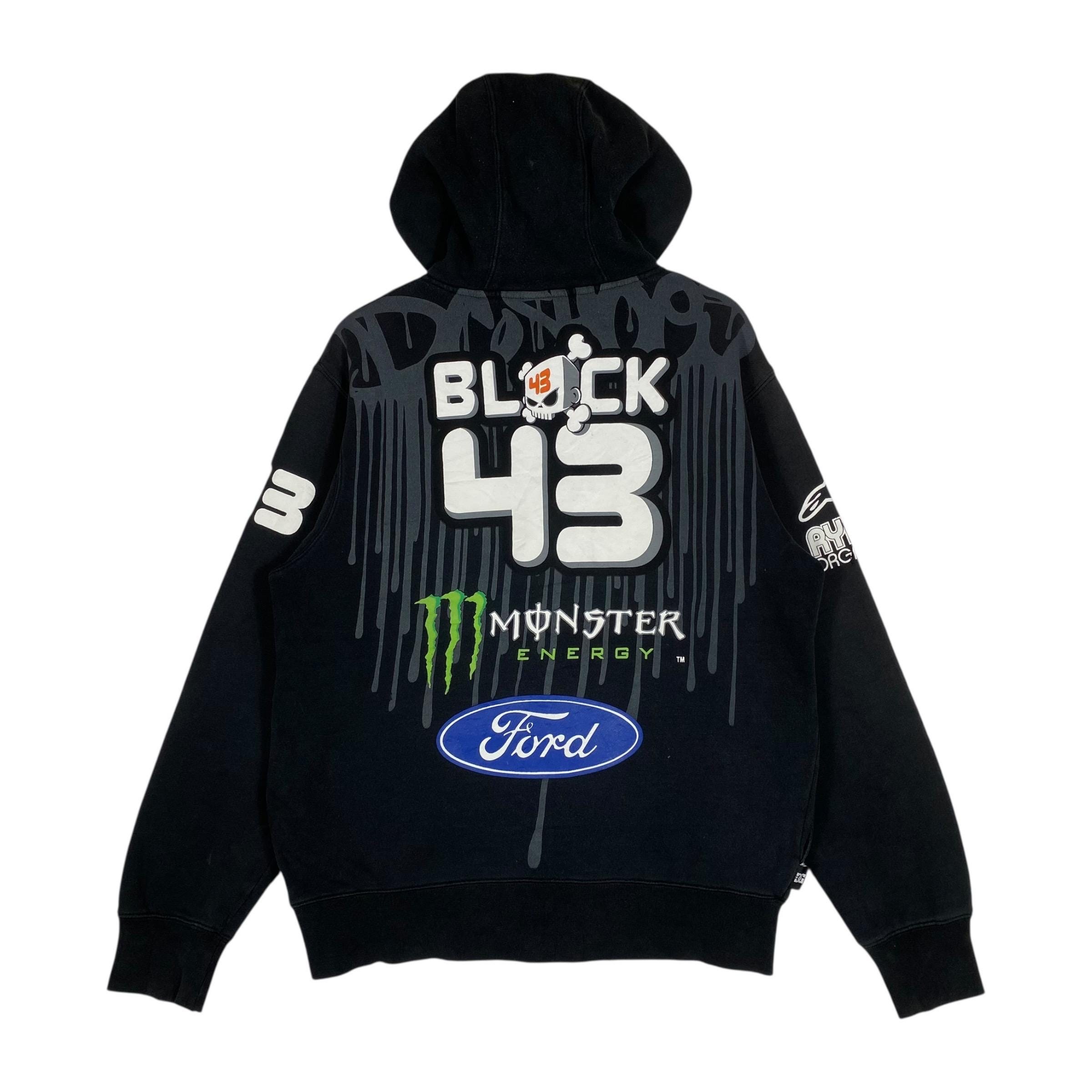 MONSTER ENERGY DC Ken Blockジップアップパーカー M Vintage Ken Block DC Shoes Hoodie Zip up Ford Racing Drip Graphics