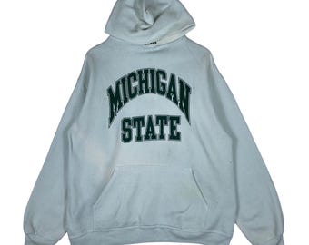 Vintage Michigan State hoodie JanSport gemaakt in de VS sweatshirt maat XL wit groen Spartans College trui jaren 90