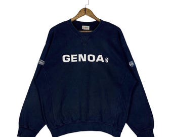 ヴィンテージ ジェノアC.F.C. 1893 カッパ クルーネック スウェットシャツ – ネイビーブルー 90年代 イタリアンフットボール