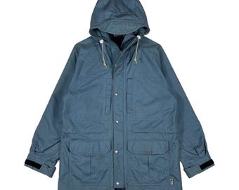 Vintage 80s The North Face Mountain Parka Jacket Made in Japan Blue Small/Medium | Retro Gorpcore Technical Streetwear TNF Coat