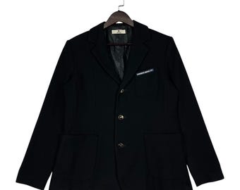 Vintage Super Lovers Lover’s Rock Wool Blazer Jacket – Japanese Harajuku Punk Style – Skull & Crossbones Buttons – Black – Size M/L