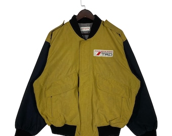 Vintage Toyota TRD Racing Bomber Jacket | 90s Toyota Motor Sports Jacket Mustard & Black | JDM Streetwear Racing Development | Size Large