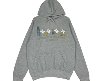 Vintage UCLA University of California Los Angeles Hoodie Mascots Graphic Grey XL
