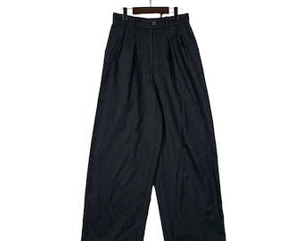 Exclusivo pantalón de talle alto a rayas de Yves Saint Laurent (YSL) - Pierna ancha, estilo de archivo - Hecho en Francia - Talla 34 (cintura de 61 cm)