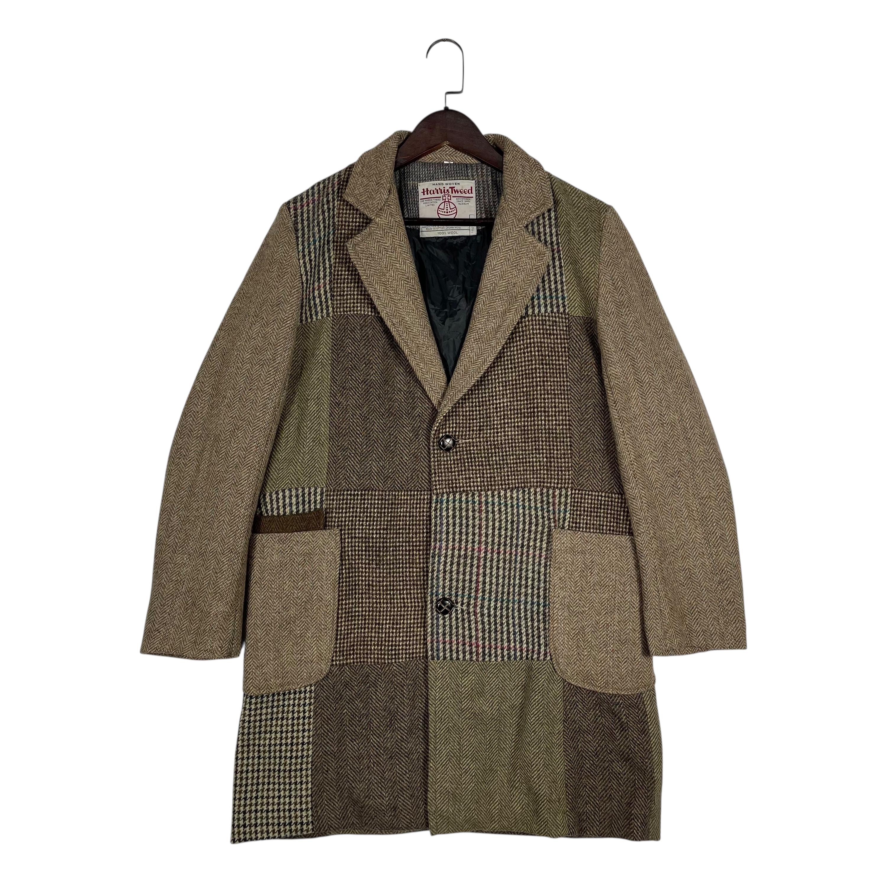 Vintage Harris Tweed Patchwork Long Jacket 100% Wool | Vintage