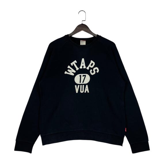 WTAPS, Vintage WTAPS Sweatshirt Crewneck Spellout 17 VUA Made In Japan Streetwear Black Size Medium Overized Fit