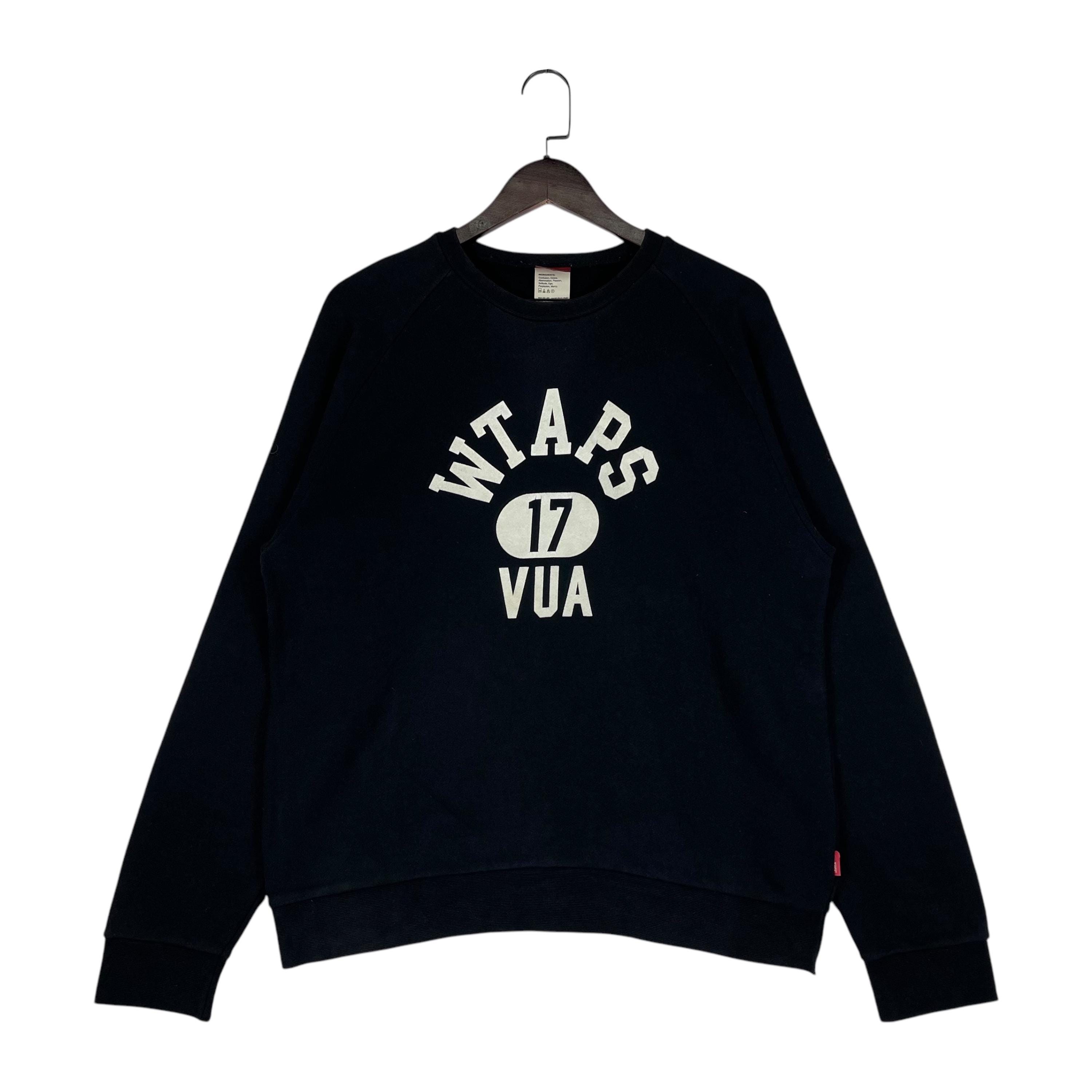 WTAPS, Vintage WTAPS Sweatshirt Crewneck Spellout 17 VUA Made In Japan Streetwear Black Size Medium Overized Fit