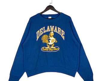 Vintage 70s/80s University of Delaware Sweatshirt | ILGWU Union Made Blue Hens Crewneck | Retro Delaware Fightin' Blue Hens Pullover