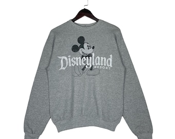 Vintage Disneyland Resort Mickey Mouse Crewneck Sweatshirt - Grey Hanes Disney World Pullover - Size Small