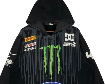 Vintage Ken Block DC Shoes Hoodie Zip up Ford Racing Drip Graphics
