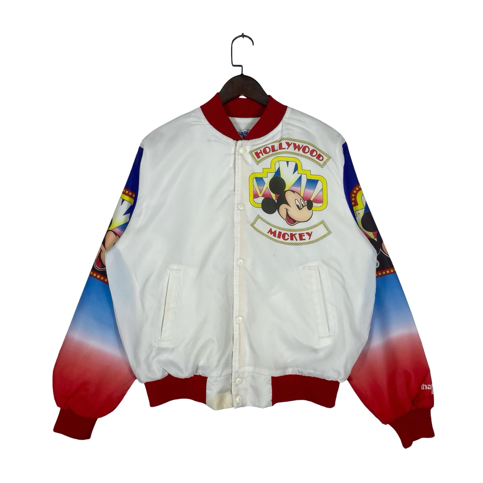 Vintage 90s Mickey Mouse Hollywood Satin Bomber Jacket by Chalk