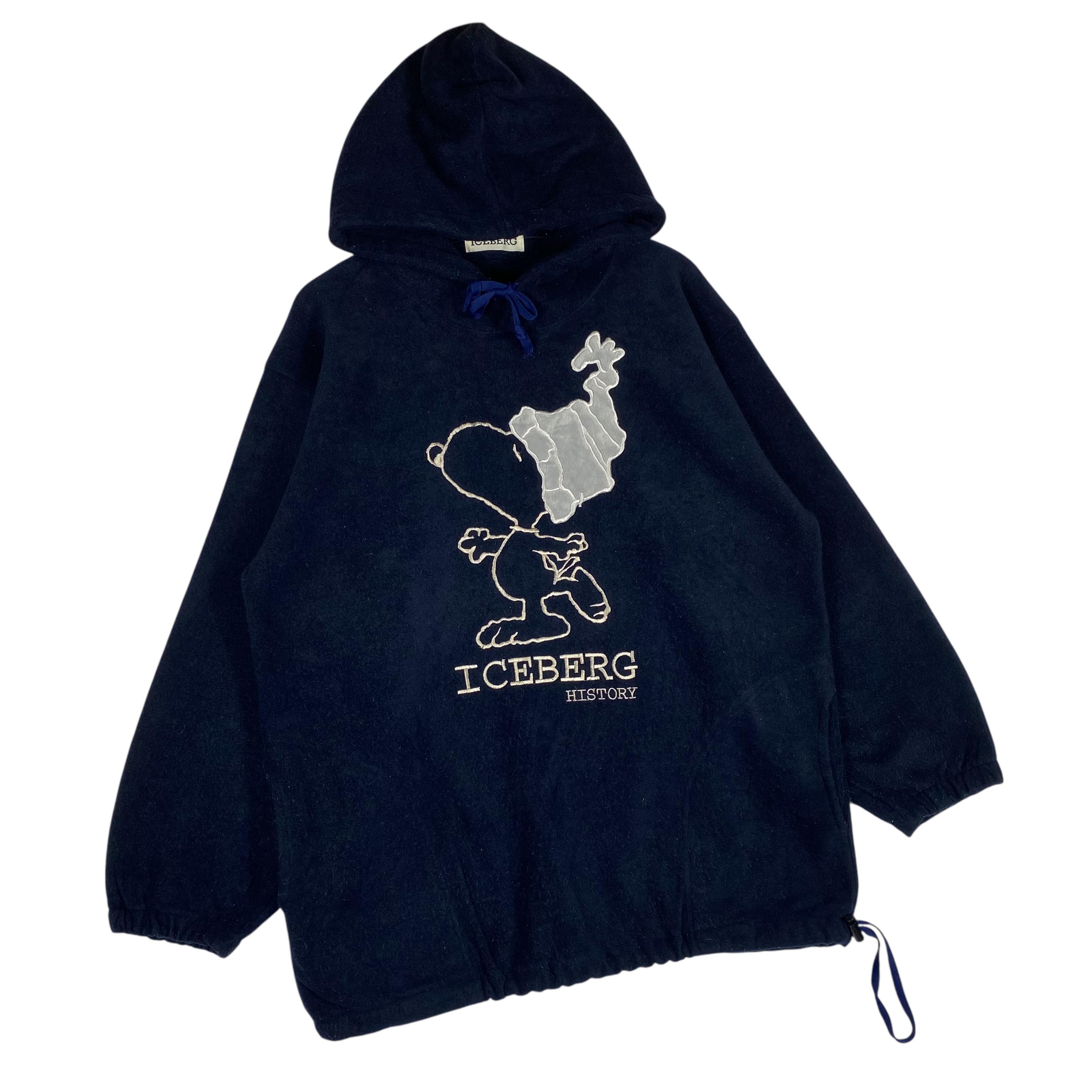 Vintage Iceberg History Snoopy Fleece Hoodie - Navy Blue