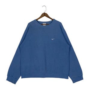ヴィンテージ90年代ナイキクルーネック スウェットシャツ アメリカ製 ブルースウッシュ | オーバーサイズ ナイキ プルオーバー 刺繍ミニスウッシュ | サイズM 画像 1