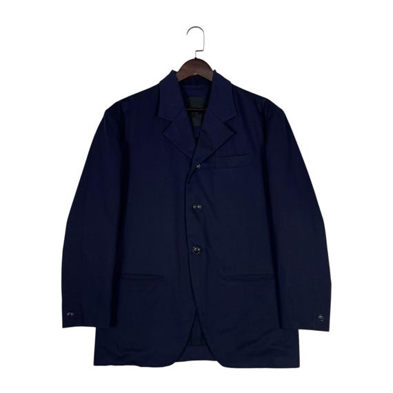 •*•様 Yohji Yamamoto ネイビー ジャケット Vintage 80s Workshop by Yohji Yamamoto Navy Blue Rayon Blazer