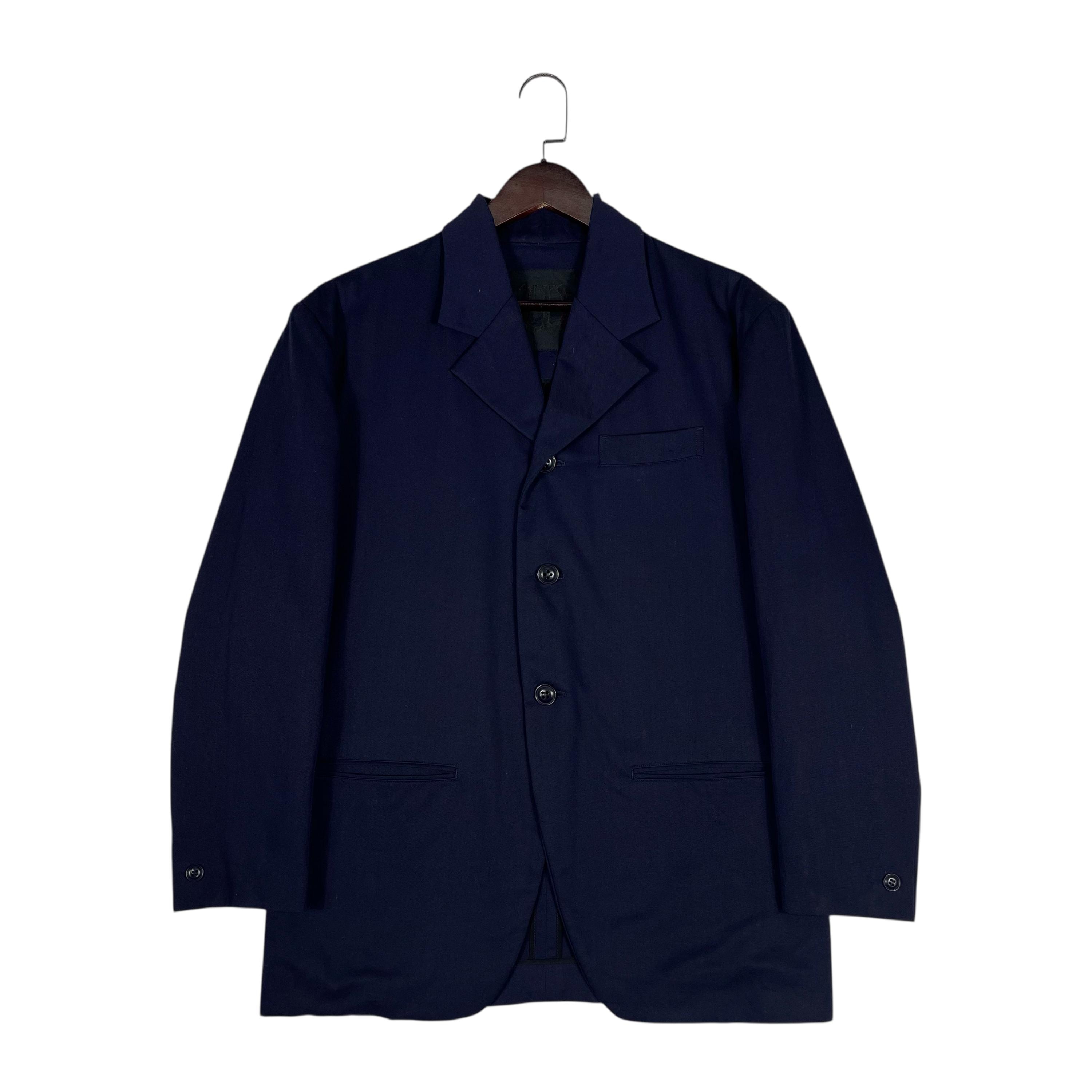 Vintage 80s Workshop by Yohji Yamamoto Navy Blue Rayon Blazer 