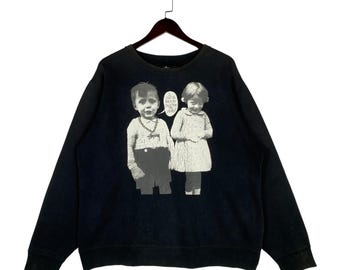 Bluza Stussy z lat 2000. z nadrukiem „I Love To Rock My Gold” i okrągłym dekoltem w kolorze czarnym – rozmiar L – Archiwum odzieży ulicznej Y2K
