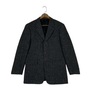 Vintage Paul Smith London Harris Tweed Blazer | Gray Herringbone Wool Sport Coat | Handwoven in Scotland, Made in Japan | Size Medium