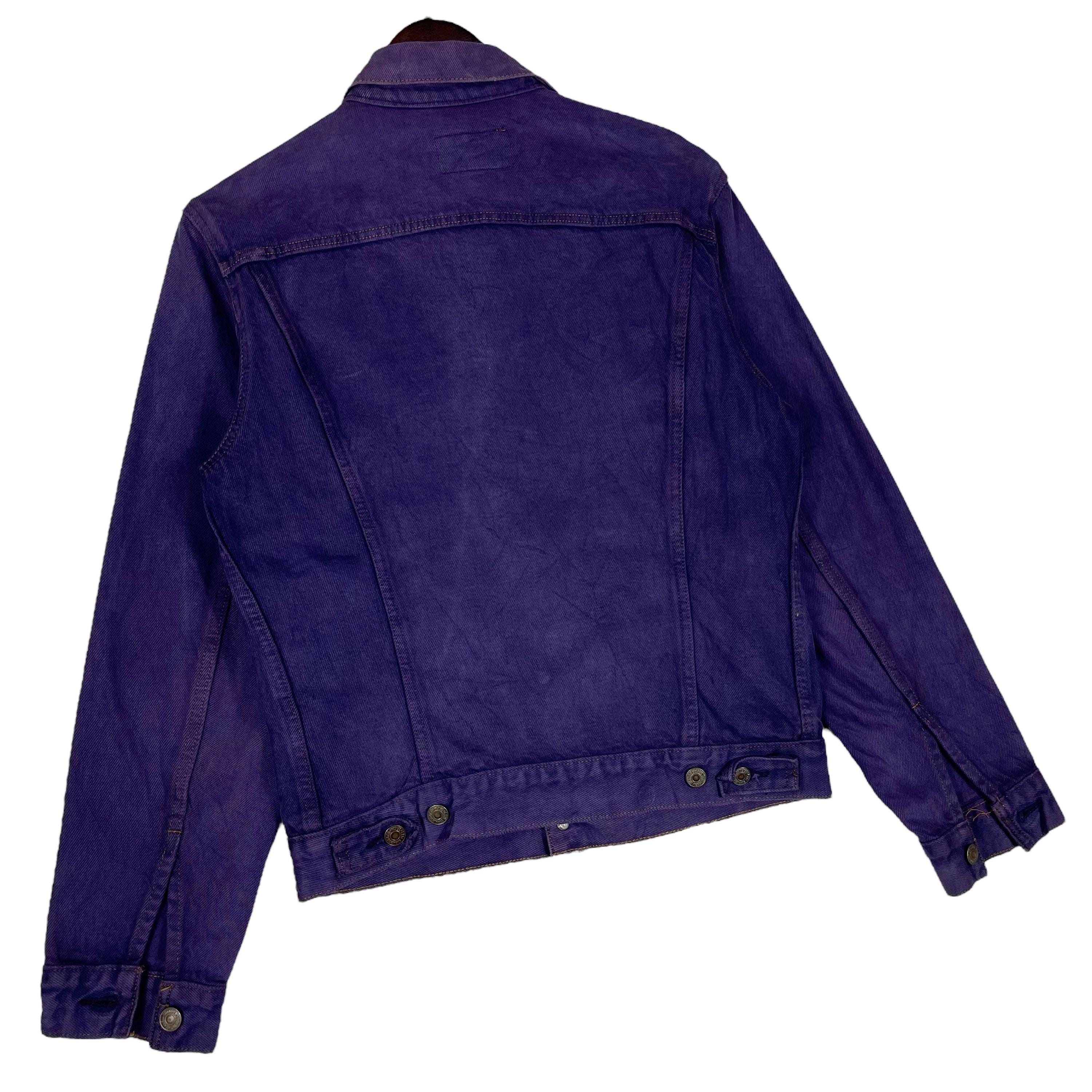 ジャケット・アウター Denim Trucker Jacket Overdyed Purple L Vintage 90s Levi's Purple Denim Trucker Jacket Made in USA Rare