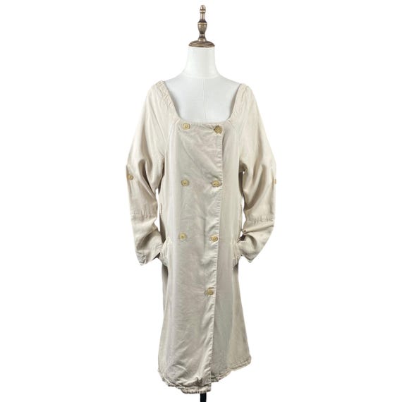 Maison Margiela, Vintage Maison Margiela 2000s Line 6 Deconstructed Duster Coat Scoop Neck Double Breasted Beige Size 38